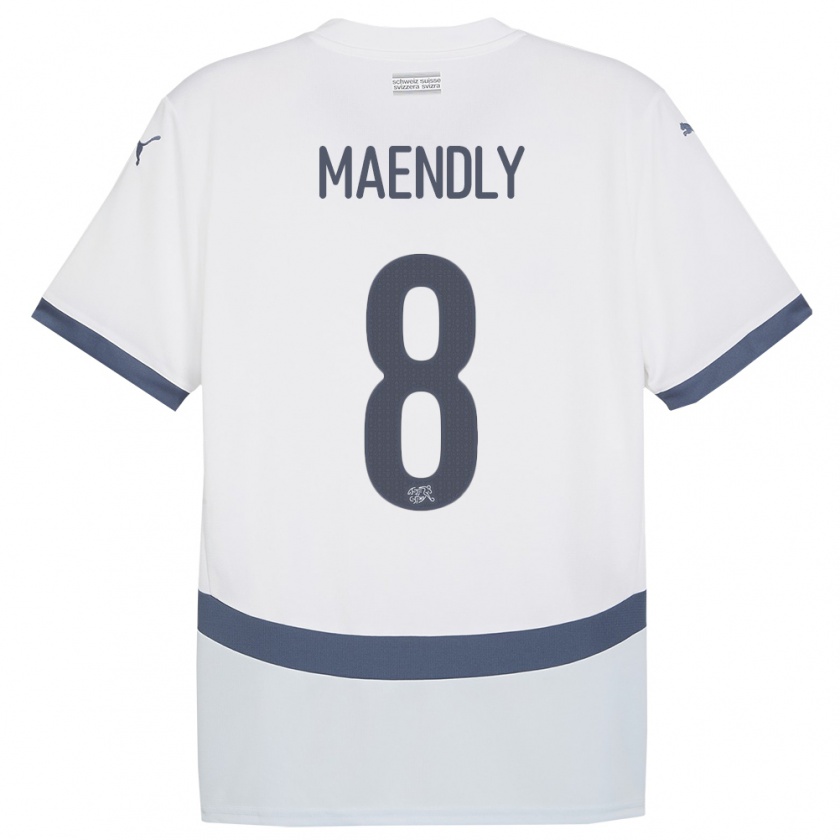 Kandiny Donna Maglia Svizzera Sandy Maendly #8 Bianco Kit Gara Away 24-26 Maglietta