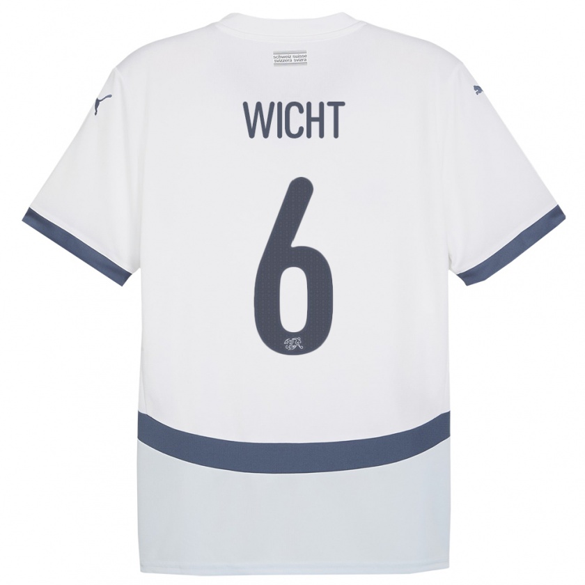 Kandiny Donna Maglia Svizzera Nathan Wicht #6 Bianco Kit Gara Away 24-26 Maglietta