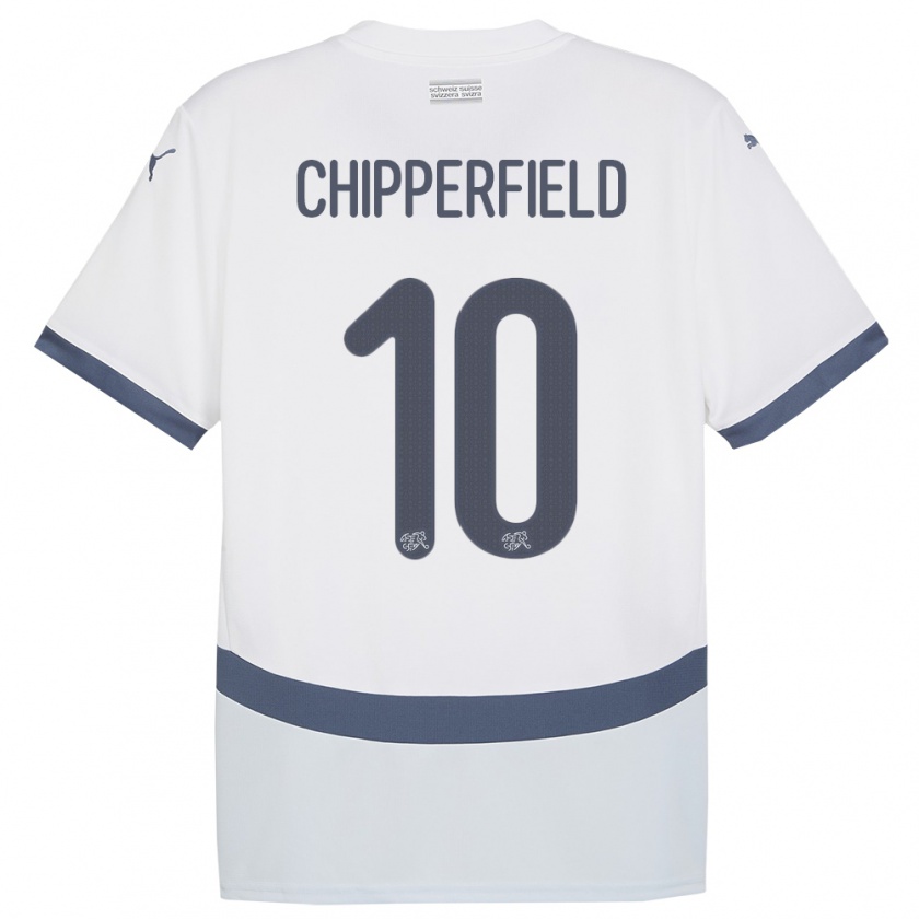 Kandiny Dames Zwitserland Liam Chipperfield #10 Wit Uitshirt Uittenue 24-26 T-Shirt België