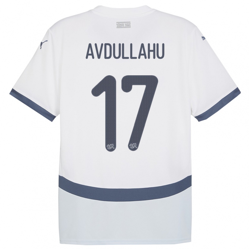 Kandiny Donna Maglia Svizzera Leon Avdullahu #17 Bianco Kit Gara Away 24-26 Maglietta