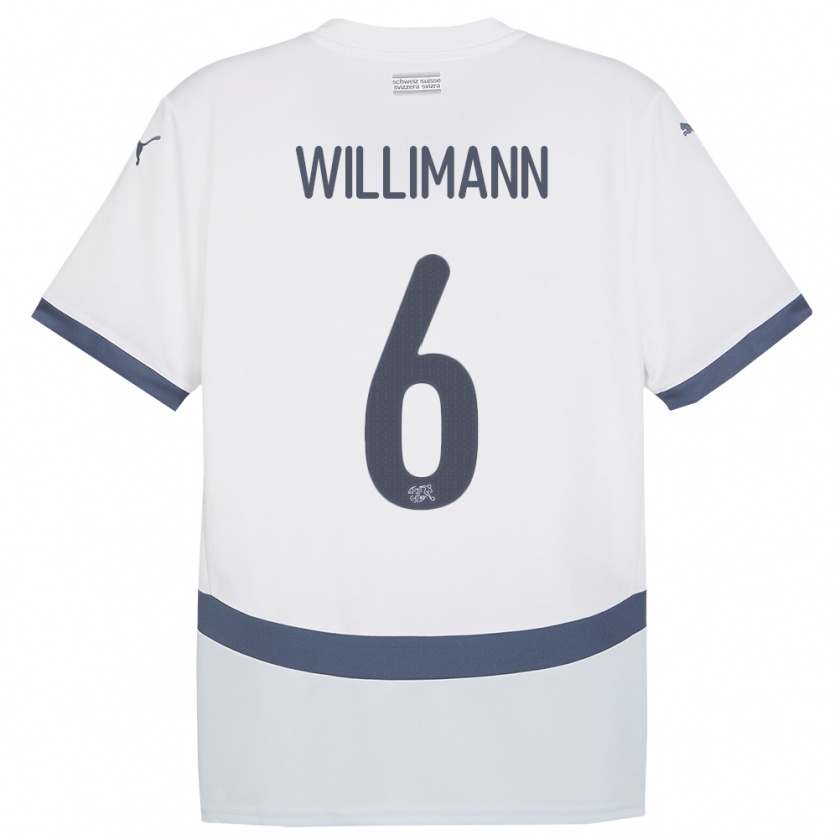 Kandiny Donna Maglia Svizzera Mauricio Willimann #6 Bianco Kit Gara Away 24-26 Maglietta