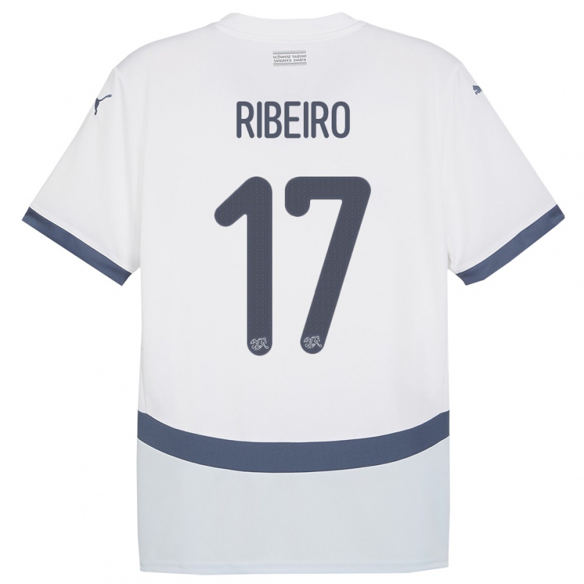 Kandiny Mujer Camiseta Suiza Joel Ribeiro #17 Blanco 2ª Equipación 24-26 La Camisa