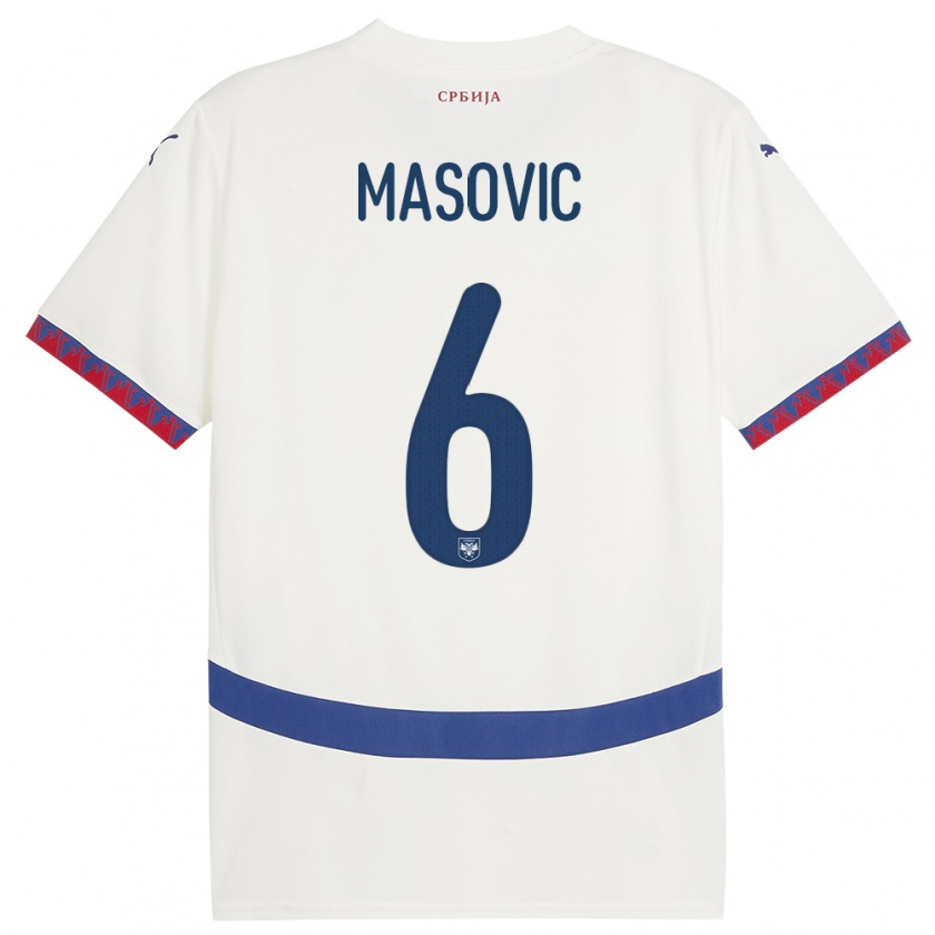 Kandiny Donna Maglia Serbia Erhan Masovic #6 Bianco Kit Gara Away 24-26 Maglietta