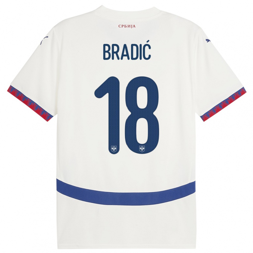 KandinyレディースセルビアBiljana Bradic#18白アウェイシャツ24-26ジャージーユニフォーム