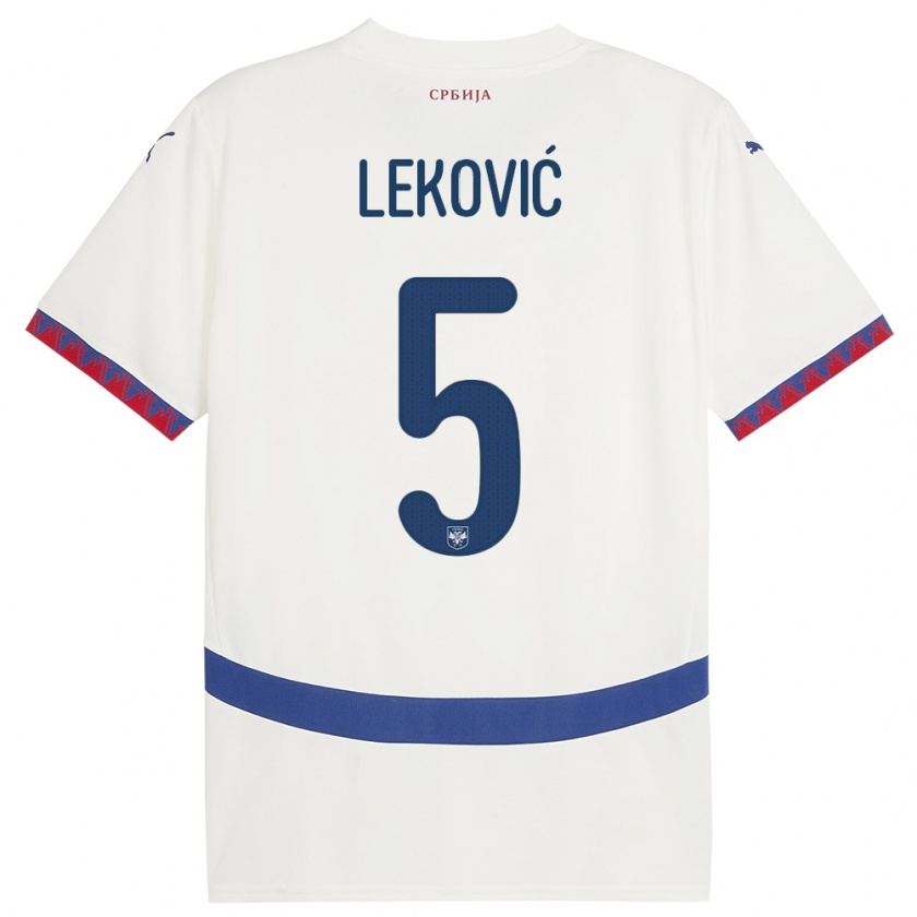 Kandiny Donna Maglia Serbia Stefan Lekovic #5 Bianco Kit Gara Away 24-26 Maglietta