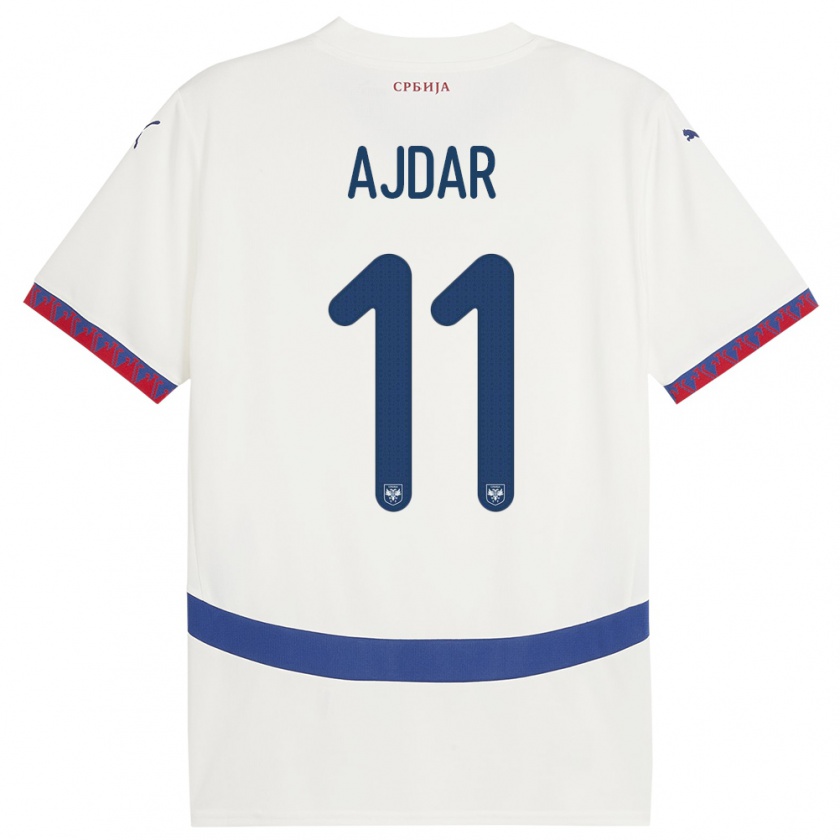 Kandiny Donna Maglia Serbia Ognjen Ajdar #11 Bianco Kit Gara Away 24-26 Maglietta