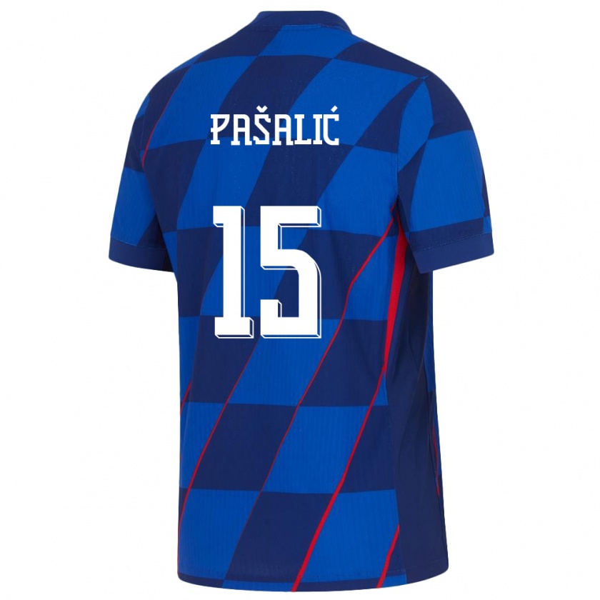 Kandiny Donna Maglia Croazia Mario Pasalic #15 Blu Kit Gara Away 24-26 Maglietta