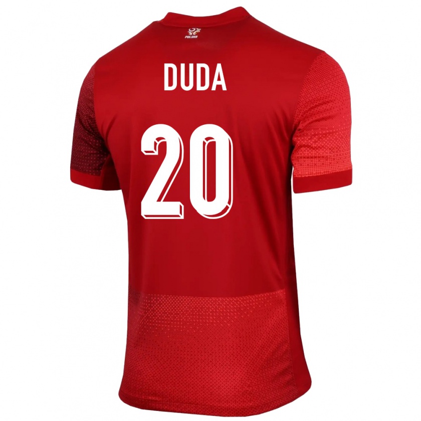 Kandiny Donna Maglia Polonia Kacper Duda #20 Rosso Kit Gara Away 24-26 Maglietta