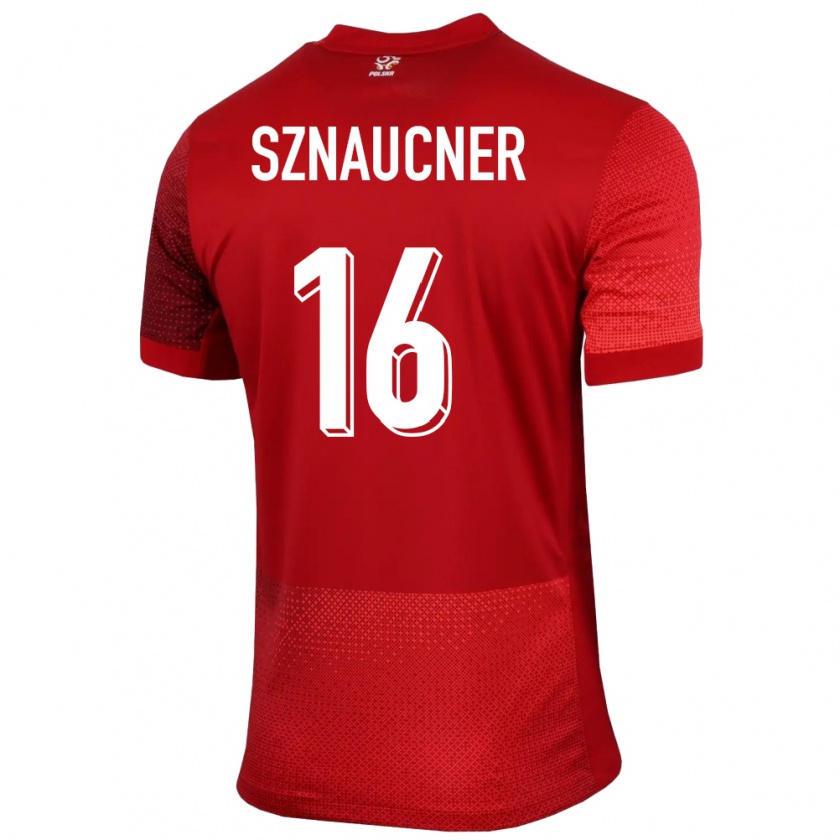 Kandiny Damen Polen Maksymilian Sznaucner #16 Rot Auswärtstrikot Trikot 24-26 T-Shirt Österreich