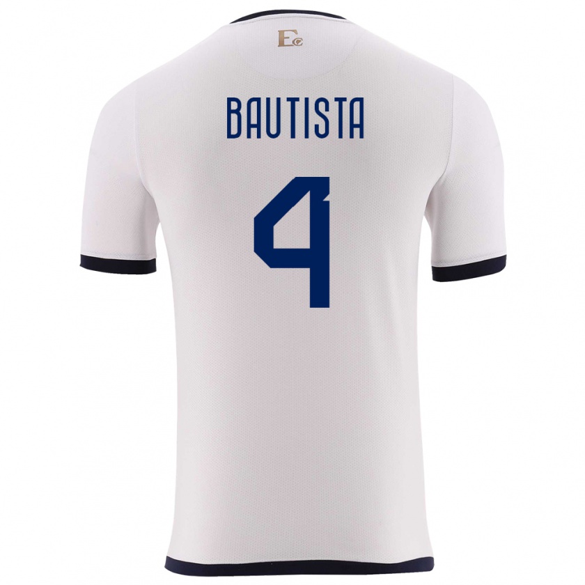 Kandiny Donna Maglia Ecuador Davis Bautista #4 Bianco Kit Gara Away 24-26 Maglietta