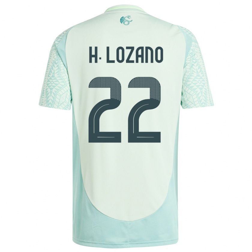 Kandiny Dames Mexico Hirving Lozano #22 Linnen Groen Uitshirt Uittenue 24-26 T-Shirt België