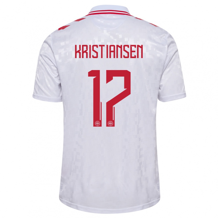 Kandiny Damen Dänemark Victor Kristiansen #17 Weiß Auswärtstrikot Trikot 24-26 T-Shirt Österreich