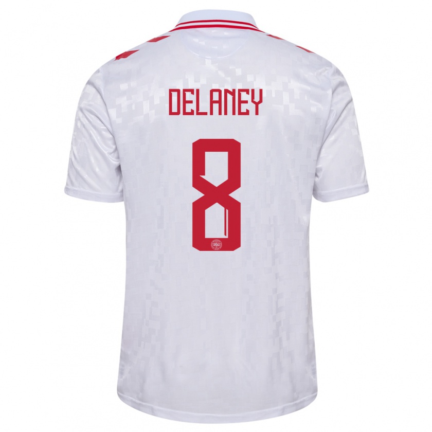 Kandiny Dames Denemarken Thomas Delaney #8 Wit Uitshirt Uittenue 24-26 T-Shirt