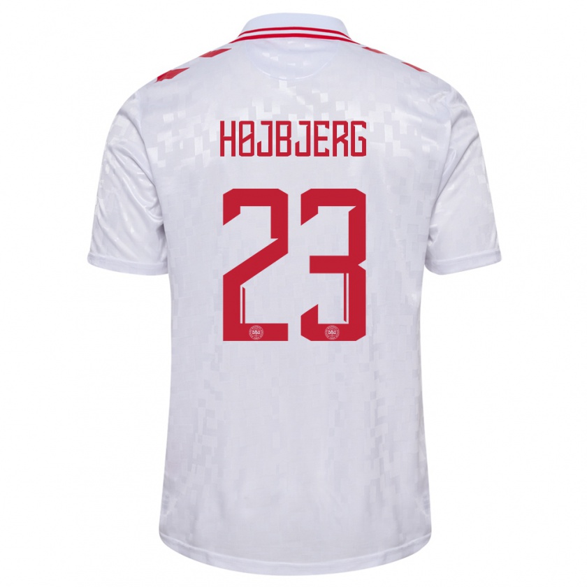 Kandiny Damen Dänemark Pierre-Emile Højbjerg #23 Weiß Auswärtstrikot Trikot 24-26 T-Shirt Österreich