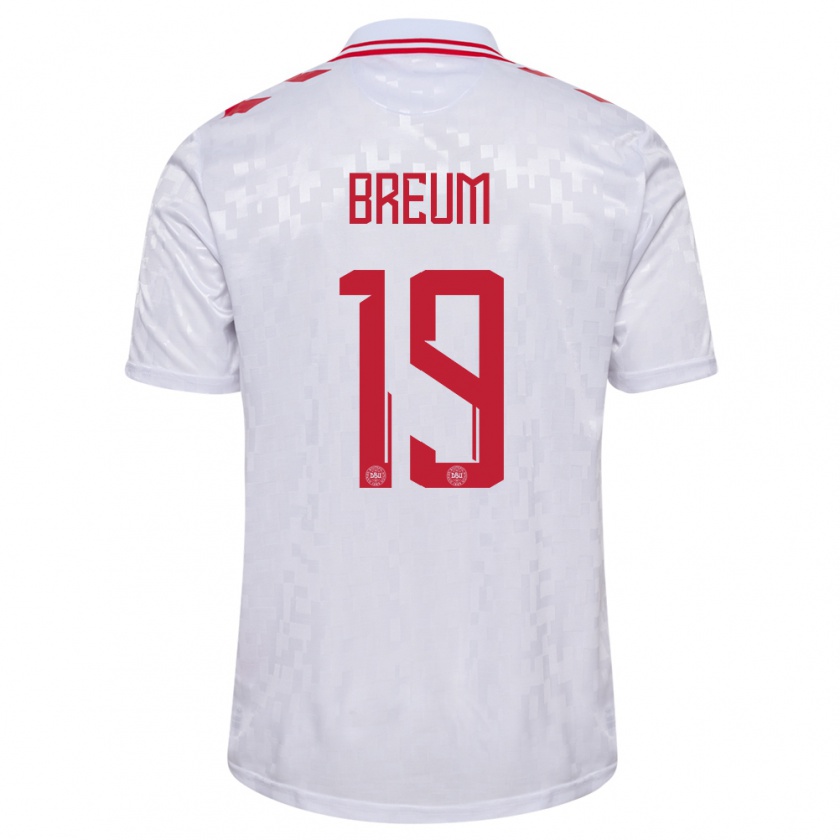 Kandiny Donna Maglia Danimarca Jakob Breum #19 Bianco Kit Gara Away 24-26 Maglietta