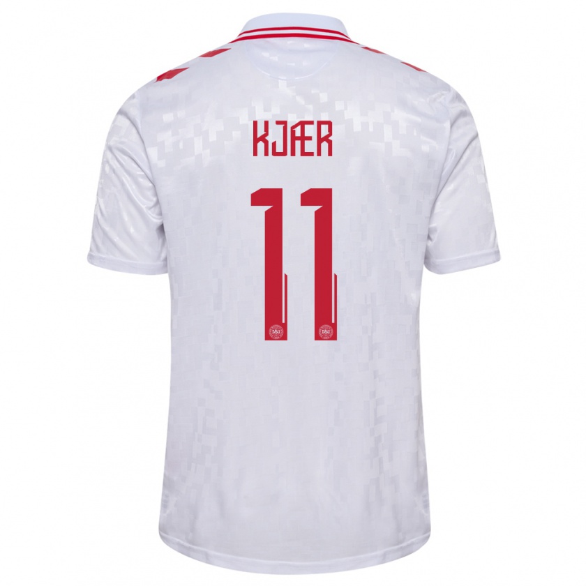 Kandiny Damen Dänemark Jeppe Kjær #11 Weiß Auswärtstrikot Trikot 24-26 T-Shirt Österreich