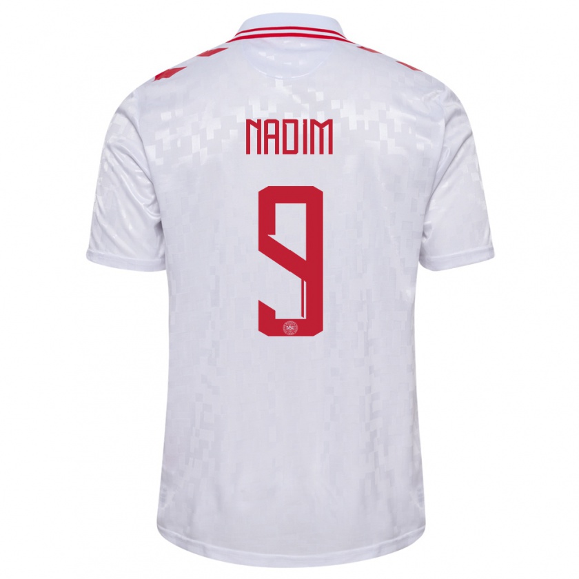 Kandiny Donna Maglia Danimarca Nadia Nadim #9 Bianco Kit Gara Away 24-26 Maglietta