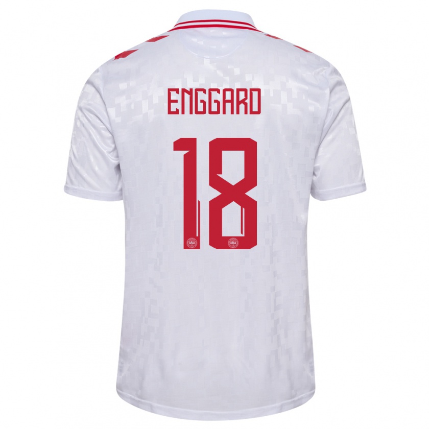 Kandiny Damen Dänemark Mads Enggard #18 Weiß Auswärtstrikot Trikot 24-26 T-Shirt Österreich