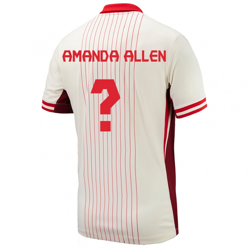 Kandiny Donna Maglia Canada Amanda Allen #0 Bianco Kit Gara Away 24-26 Maglietta