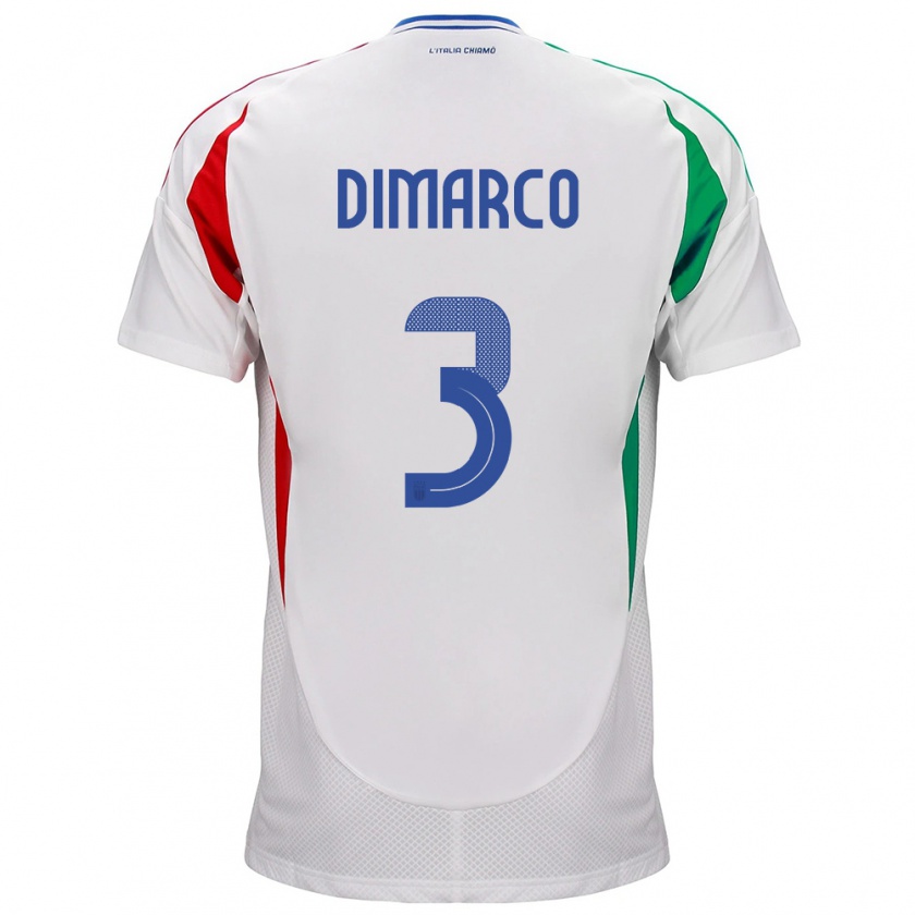 Kandiny Donna Maglia Italia Federico Dimarco #3 Bianco Kit Gara Away 24-26 Maglietta