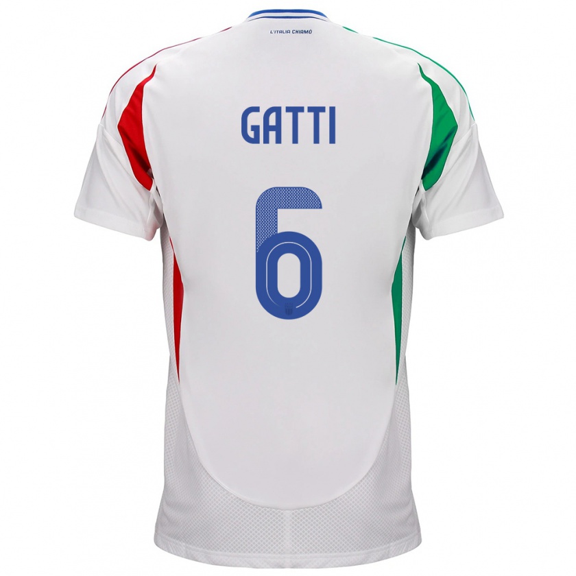 Kandiny Mujer Camiseta Italia Federico Gatti #6 Blanco 2ª Equipación 24-26 La Camisa México