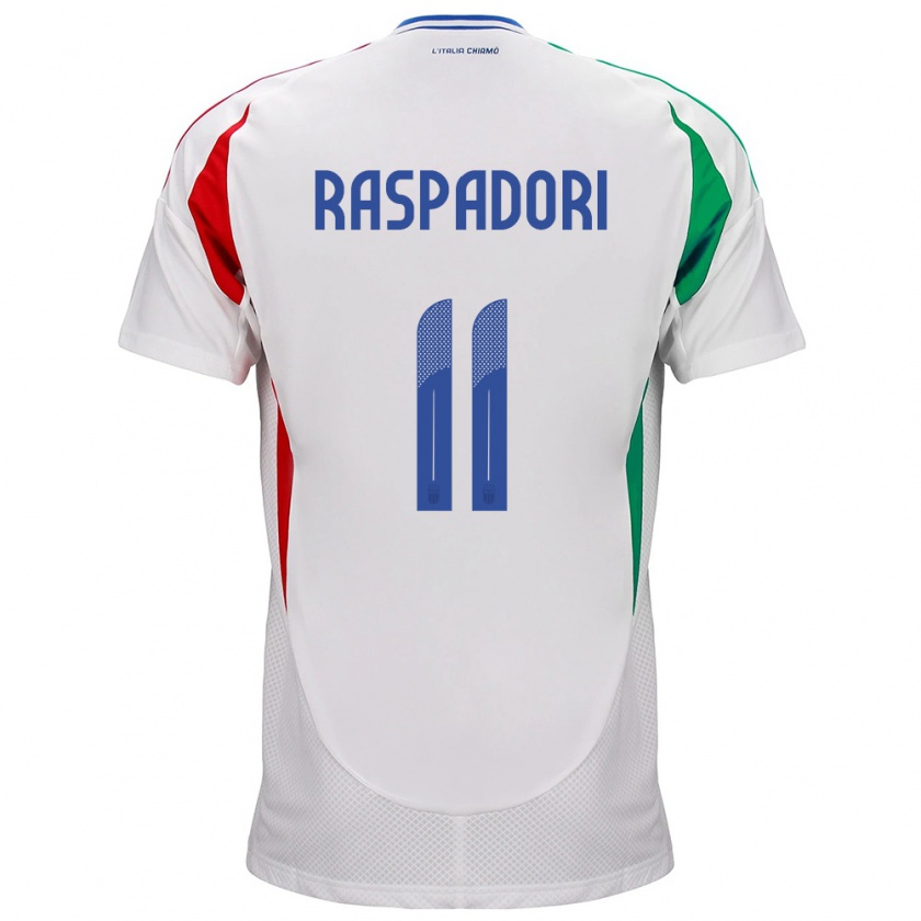 Kandiny Donna Maglia Italia Giacomo Raspadori #11 Bianco Kit Gara Away 24-26 Maglietta