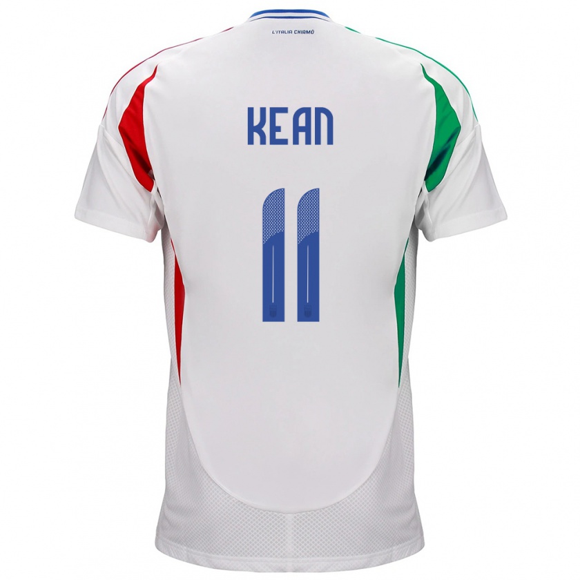 Kandiny Mujer Camiseta Italia Moise Kean #11 Blanco 2ª Equipación 24-26 La Camisa