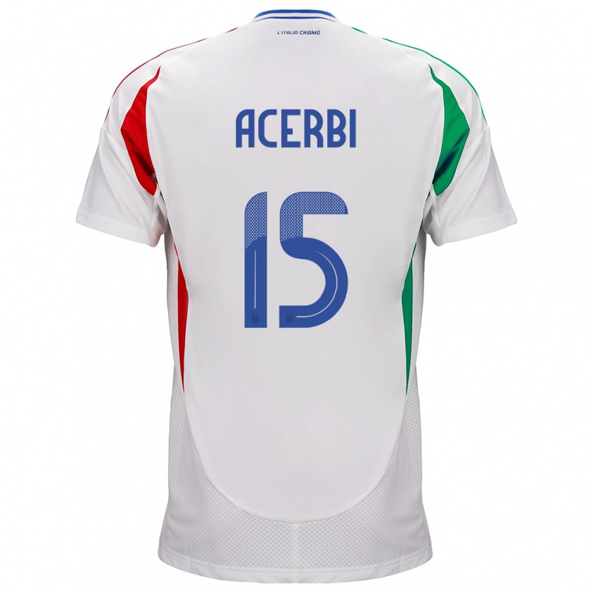 Kandiny Donna Maglia Italia Francesco Acerbi #15 Bianco Kit Gara Away 24-26 Maglietta