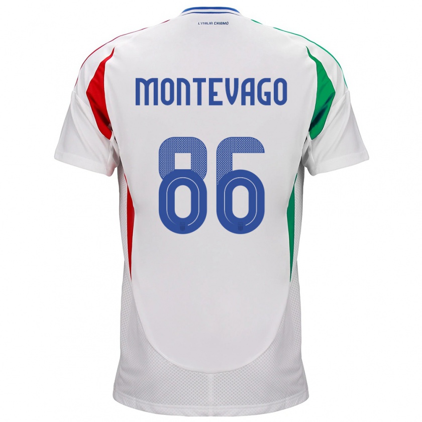 Kandiny Donna Maglia Italia Daniele Montevago #86 Bianco Kit Gara Away 24-26 Maglietta