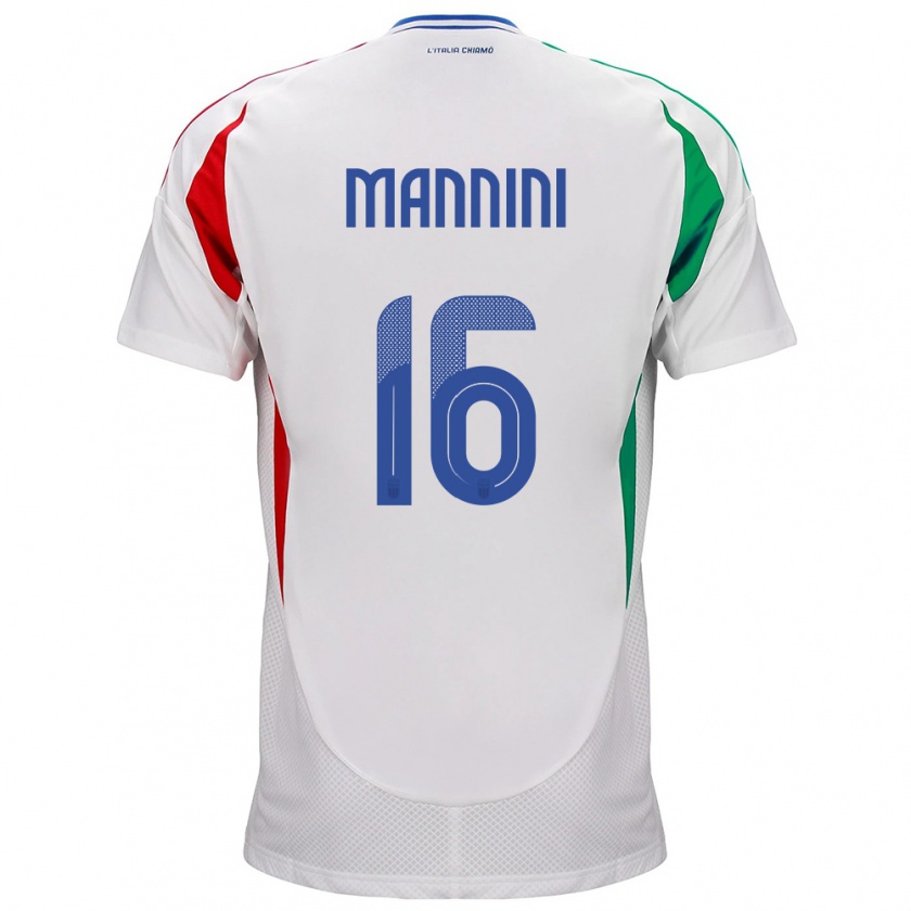 Kandiny Donna Maglia Italia Mattia Mannini #16 Bianco Kit Gara Away 24-26 Maglietta