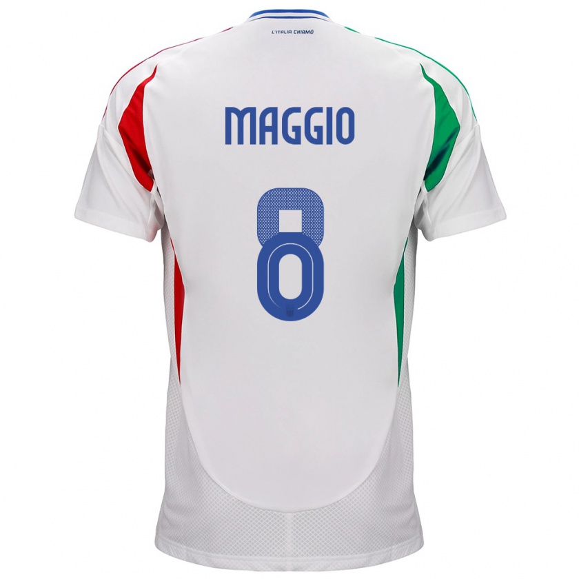 Kandiny Mujer Camiseta Italia Luca Di Maggio #8 Blanco 2ª Equipación 24-26 La Camisa