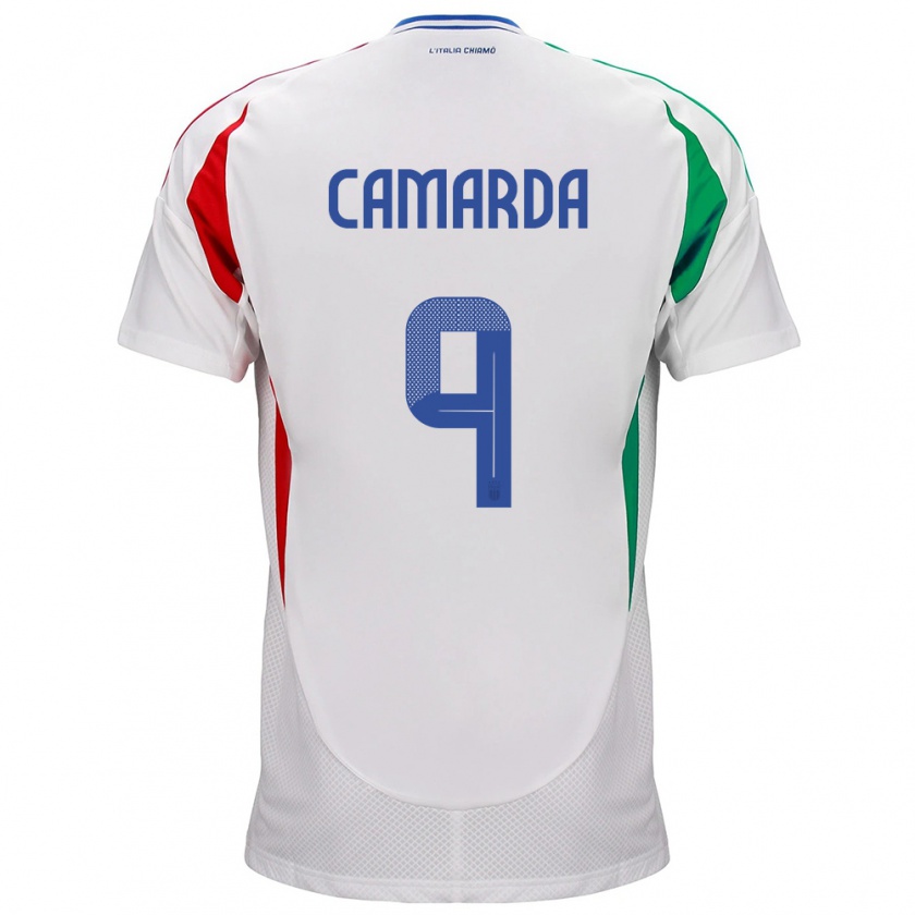 Kandiny Mujer Camiseta Italia Francesco Camarda #9 Blanco 2ª Equipación 24-26 La Camisa México