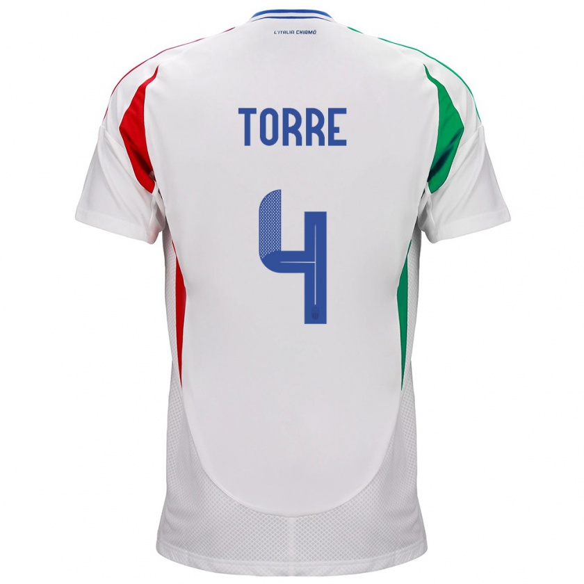 Kandiny Donna Maglia Italia Pietro La Torre #4 Bianco Kit Gara Away 24-26 Maglietta