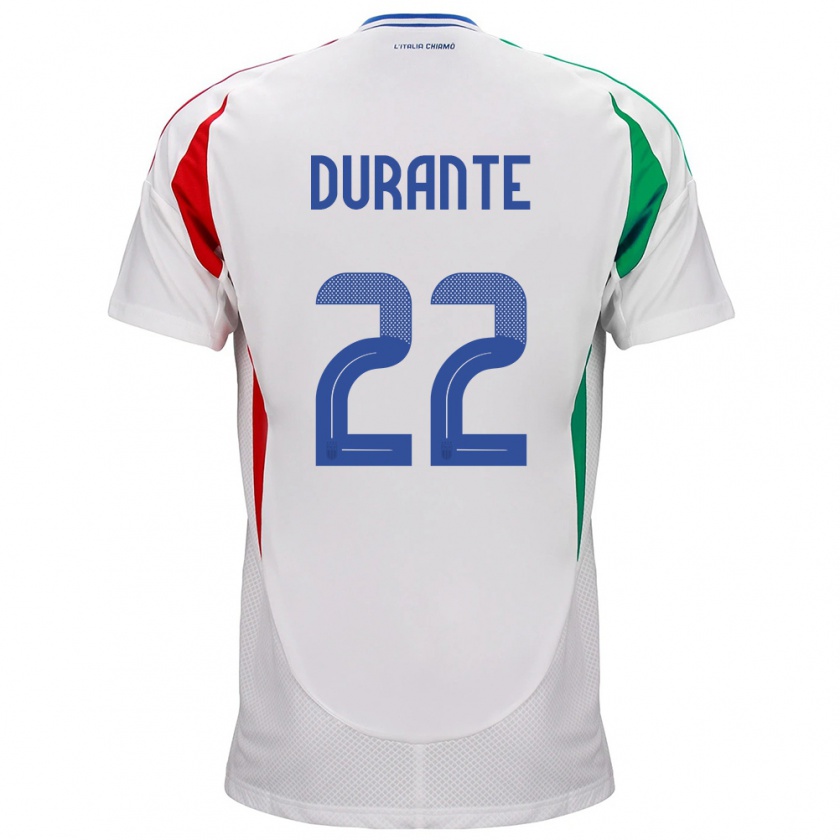 Kandiny Mujer Camiseta Italia Francesca Durante #22 Blanco 2ª Equipación 24-26 La Camisa México