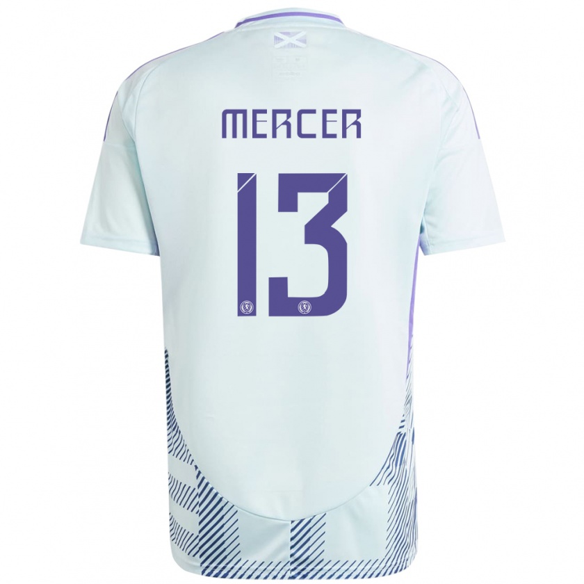 Kandiny Donna Maglia Scotland Jamie Mercer #13 Blu Menta Chiaro Kit Gara Away 24-26 Maglietta