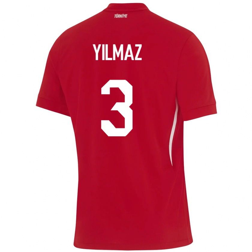 Kandiny Dames Turkije Berkay Yılmaz #3 Rood Uitshirt Uittenue 24-26 T-Shirt