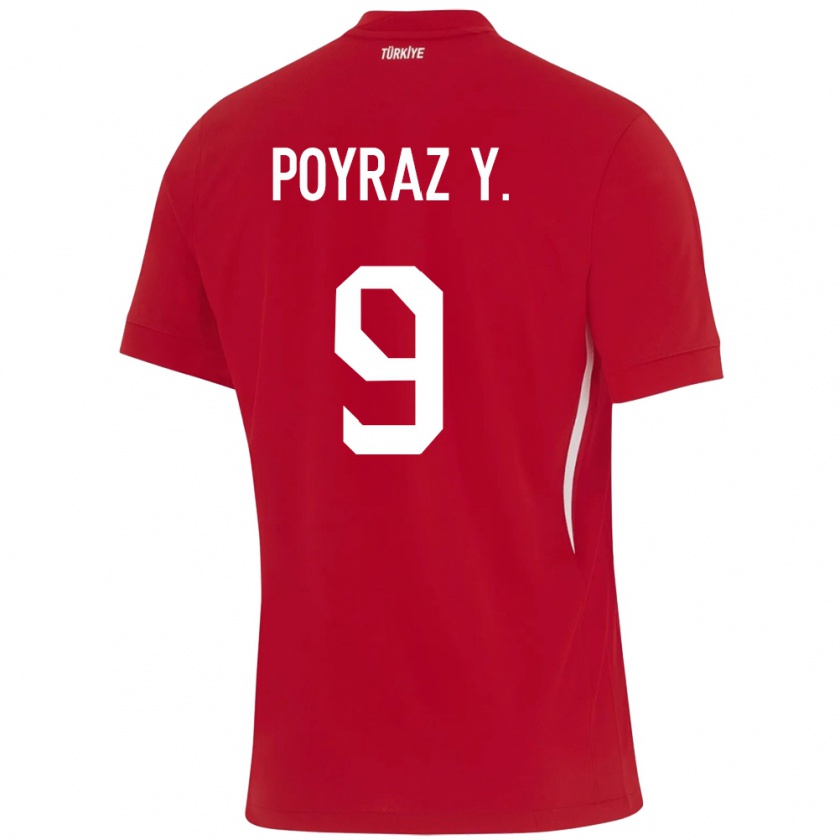 Kandiny Dames Turkije Poyraz Yıldırım #9 Rood Uitshirt Uittenue 24-26 T-Shirt