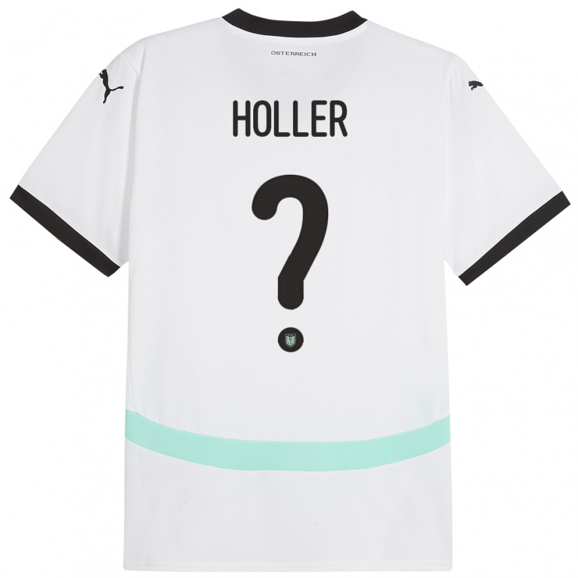 Kandiny Donna Maglia Austria Julian Höller #0 Bianco Kit Gara Away 24-26 Maglietta