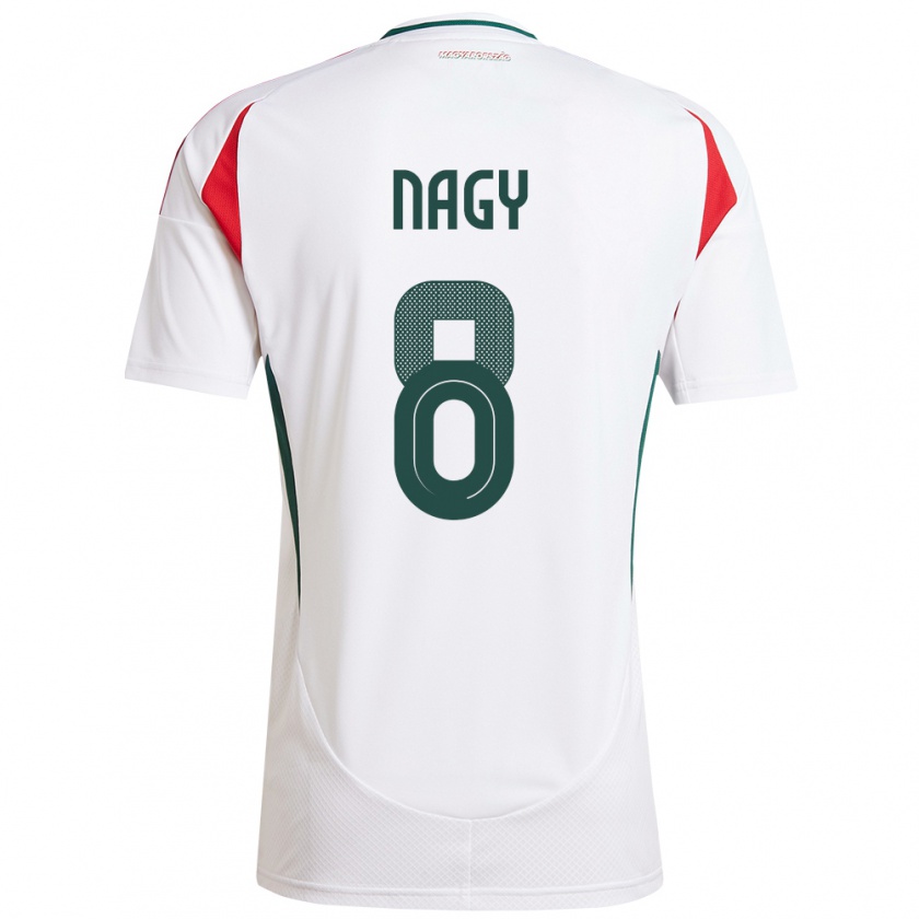 Kandiny Mujer Camiseta Hungría Ádám Nagy #8 Blanco 2ª Equipación 24-26 La Camisa México