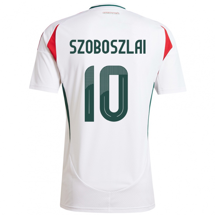 Kandiny Mujer Camiseta Hungría Dominik Szoboszlai #10 Blanco 2ª Equipación 24-26 La Camisa México