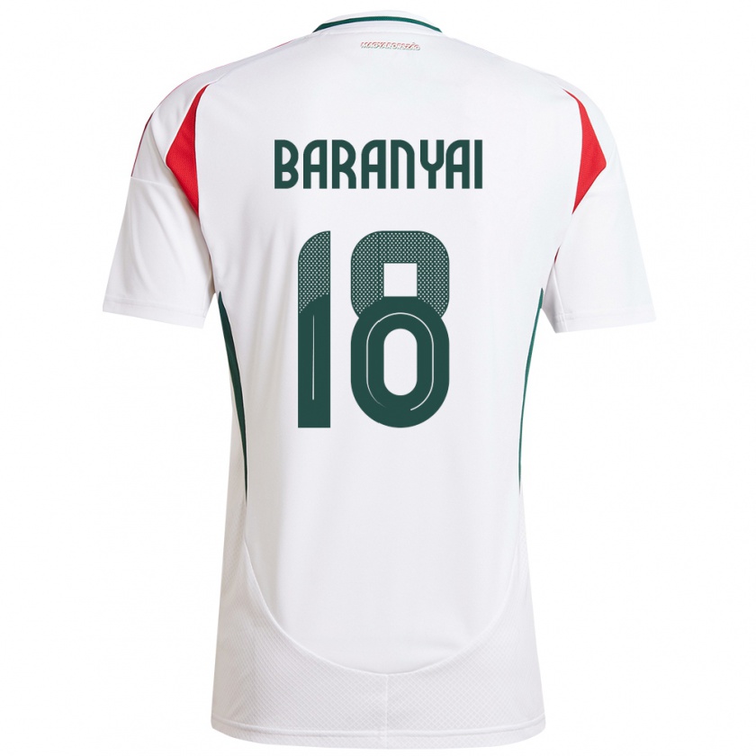 Kandiny Mujer Camiseta Hungría Nimród Baranyai #18 Blanco 2ª Equipación 24-26 La Camisa México