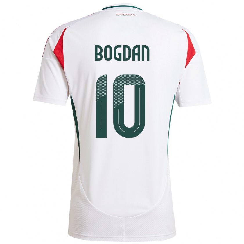 Kandiny Mujer Camiseta Hungría Hunor Bogdán #10 Blanco 2ª Equipación 24-26 La Camisa México