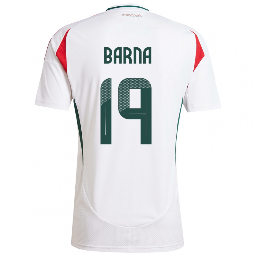 Kandiny Mujer Camiseta Hungría Daniel Barna #19 Blanco 2ª Equipación 24-26 La Camisa México