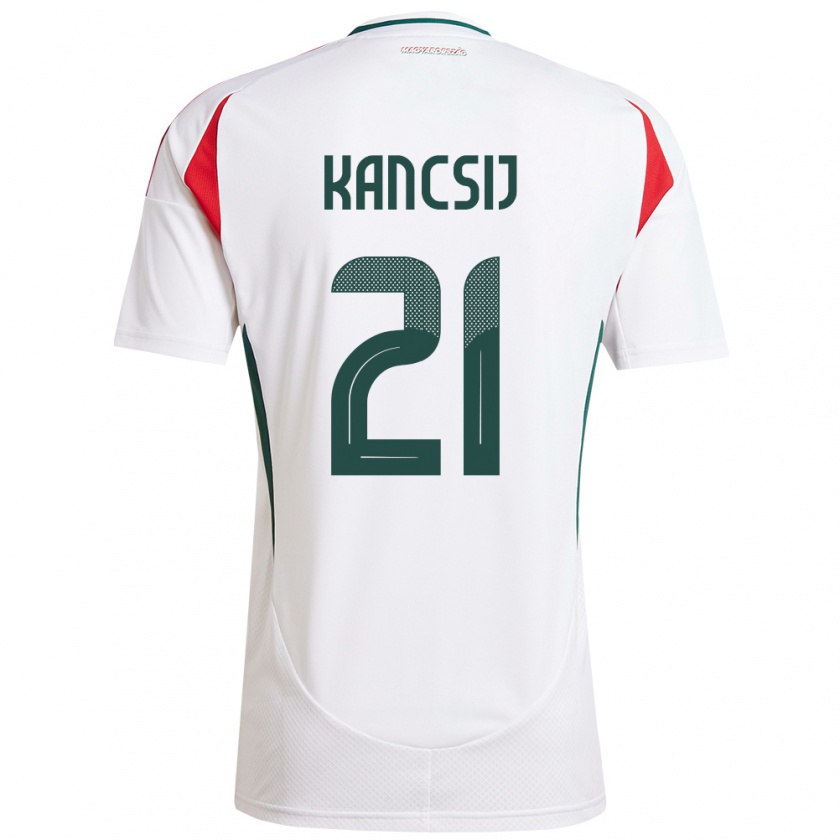 Kandiny Mujer Camiseta Hungría Artúr Kancsij #21 Blanco 2ª Equipación 24-26 La Camisa México