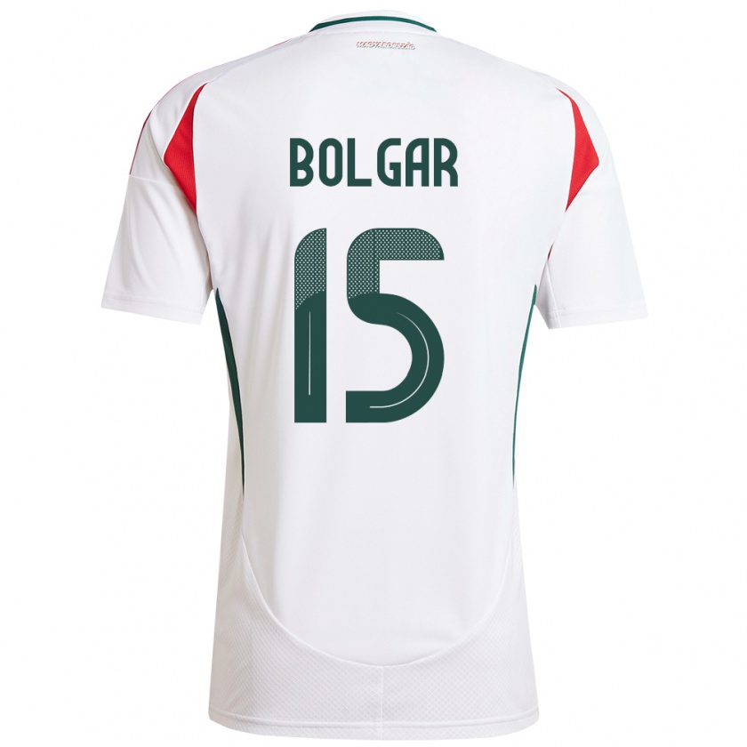 Kandiny Mujer Camiseta Hungría Botond Bolgár #15 Blanco 2ª Equipación 24-26 La Camisa México