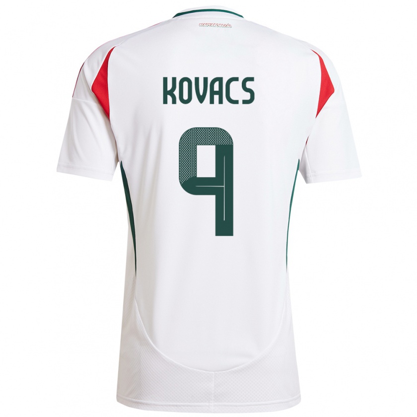 Kandiny Mujer Camiseta Hungría Patrik Kovács #9 Blanco 2ª Equipación 24-26 La Camisa México