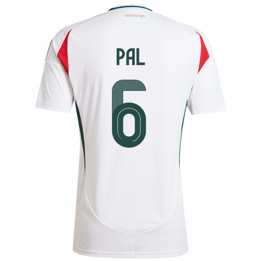 Kandiny Mujer Camiseta Hungría Barna Pál #6 Blanco 2ª Equipación 24-26 La Camisa México