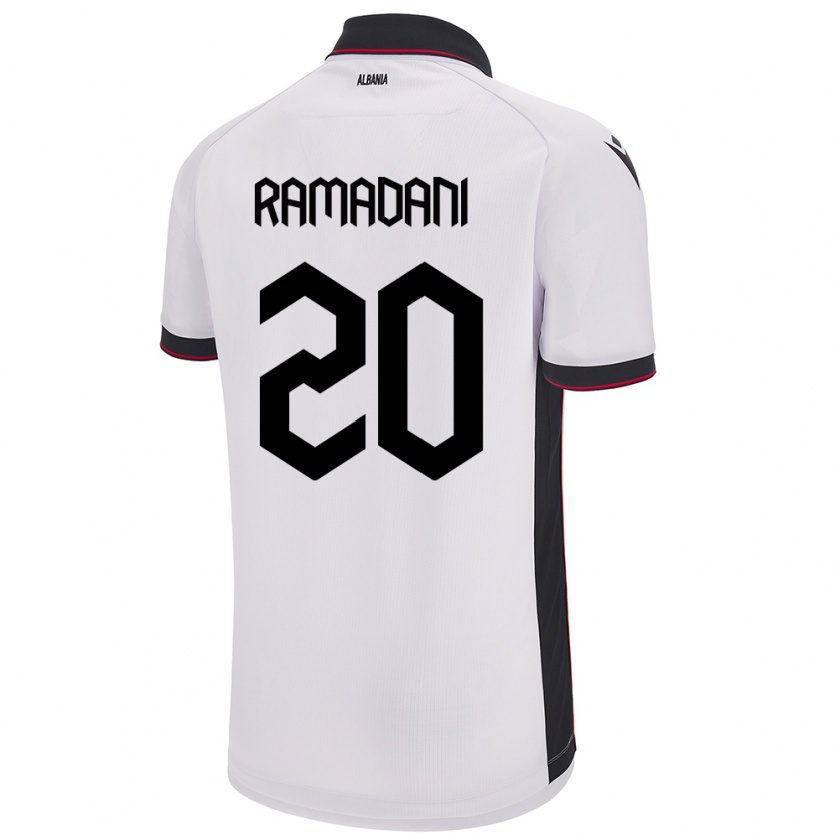 Kandiny Donna Maglia Albania Ylber Ramadani #20 Bianco Kit Gara Away 24-26 Maglietta