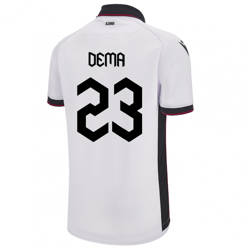 Kandiny Donna Maglia Albania Endri Dema #23 Bianco Kit Gara Away 24-26 Maglietta