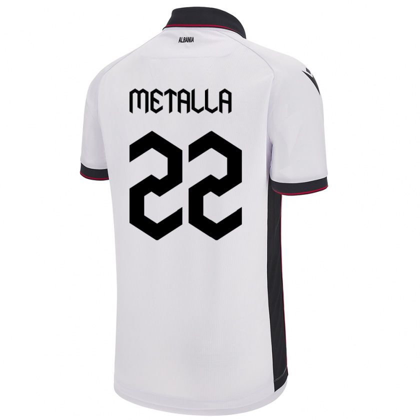 Kandiny Donna Maglia Albania Mikaela Metalla #22 Bianco Kit Gara Away 24-26 Maglietta